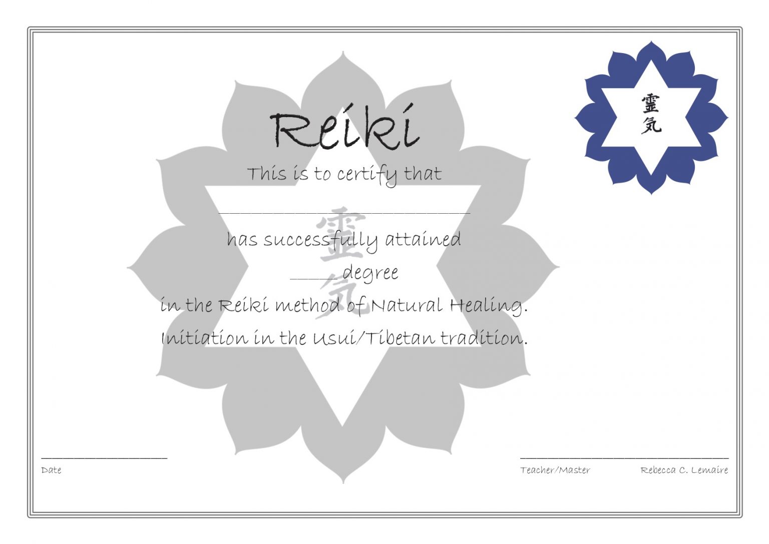 Reiki Certificate